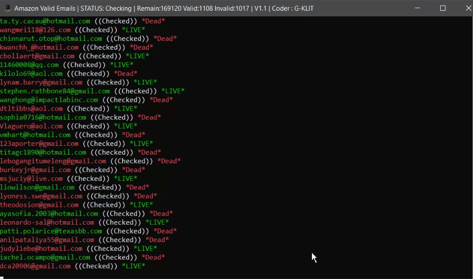 Amazon Emails Checker By G-KLIT *PROXYLESS*