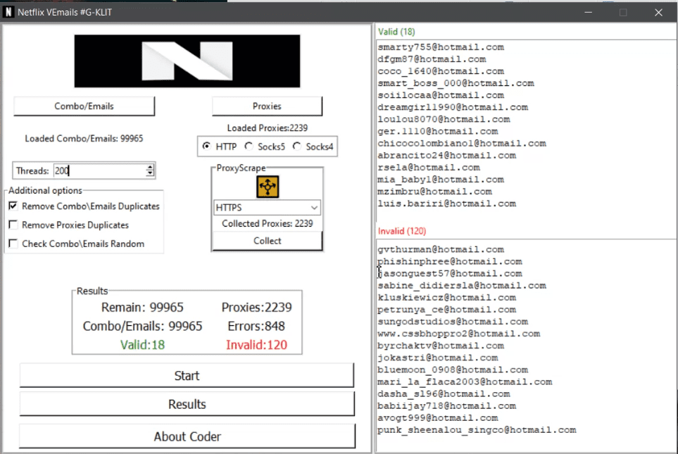 Netflix Valid Emails Checker By G-KLIT _OPENBULLET.STORE